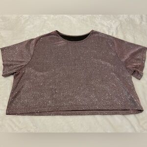 SHEIN Glittery Pinkish Purple Crop Top
